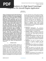 Design and Analysis of A High Speed Centrifugal Compressor For Aircraft Engine Application