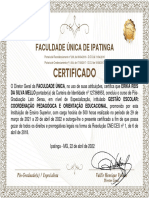 Certificado de Pós Faculdade Única