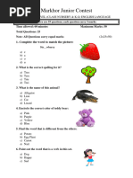 Nursery-KG - English Quiz