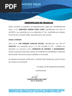 Certificado de Trabajo M&M