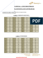 Gabarito Oficial - Concurso Público Prefeitura Municipal de Natividade-Rj