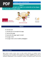 TEMA 1 Introducción Al Concepto de Juego y Su Evolución en Las Etapas Del Desarrollo. El Juego Motor.