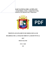 Propuesta de Lineamiento de Modelo de Plan de Desarrollo de La Ciudad de Moho en La Region Puno