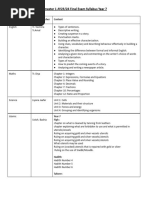 Final Exam Syllabus Year 7, S1 AY2324