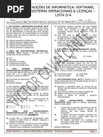 Informática - Lista 2a - Software, Sistema Operacionais e Licenças