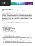 Start Up Activity Sheet Commerce