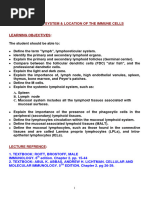 LECTURE 06 Lymphoid System and Location of The Immune Cells