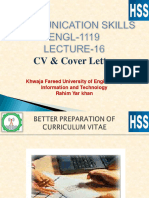 LECTURE 16 CV, Resume & Cover Letter