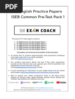 11+ English Practice Papers ISEB Common Pre Test Pack 1