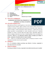 Experiencia de Aprendizaje N°01 - Ciclo Vii - 5to Grado - Ept - 2022