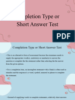 Completion Type or Short Answer Test