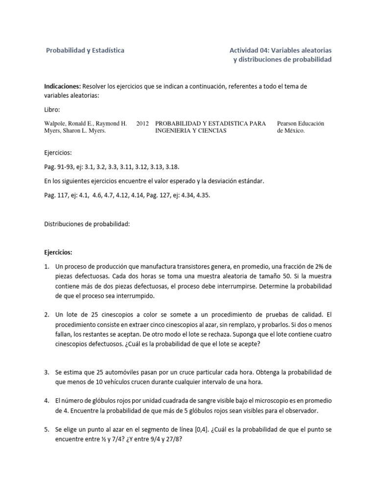 Actividad 04. Variables Aleatorias y Distribuciones de Probabilidad ...