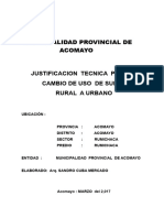 Cambio de Uso de Suelo Rutal A Urbano