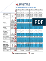 Calendar of Jewish Festivals and Fasts 2019 2024