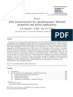 Zno Nanostructures For Optoelectronics: Material Properties and Device Applications