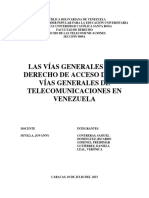 Las Vías Generales y El Derecho de Acceso de Las Vías Generales de Telecomunicaciones en Venezuela