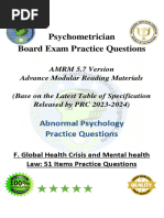 Abnormal Psychology Q&A Topic 6 F