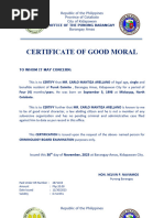 Certificate of Good Moral