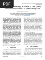 Information Technology As Enabler of Total Quality Management Performance in Manufacturing Units