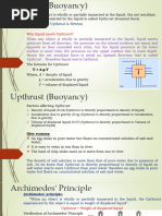 Upthrust and Law of Floatation