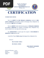 Barangay Certification For Died Person