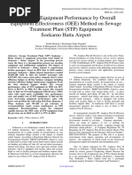 Improving Equipment Performance by Overall Equipment Effectiveness (OEE) Method On Sewage Treatment Plant (STP) Equipment Soekarno Hatta Airport