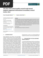 The Fate of The Distal Papilla Around Tooth-Bound Implant-Supported Restorations in Maxillary Central Incisor Sites