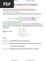 Comportement Global D'un Circuit Électrique: I-Distribution de L'énergie Électrique Au Niveau D'un Récepteur