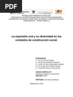 La Expresión Oral y Su Diversidad en Los Contextos de Construcción Social