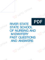 RIVER STATE SCHOOL OF NURSING AND MIDWIFERY PAST QUESTIONS AND ANSWERS (Latest Copy)