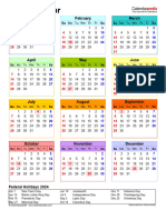 2024 Calendar Portrait Year at A Glance in Color