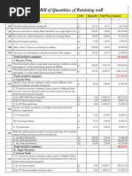 Specification and Bill of Quantities of Retaining Wall: Unit Quantity Unit Price Amount