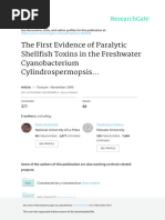 The First Evidence of Paralytic Shellfish Toxins I