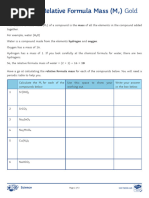 Calculating Relative Formula Mass Activity Sheet Gold