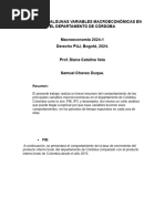 Análisis de Algunas Variables Macroeconómicas en El Departamento de Córdoba