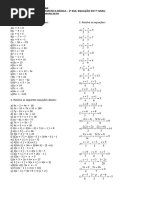 Lista 2 - Desafio Da Matemática Básica - Equação Do 1º Grau