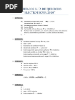 Resultados Ejercicios Guia Electrotecnia 2020