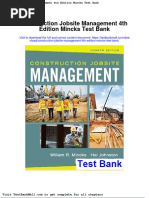 Full Construction Jobsite Management 4Th Edition Mincks Test Bank PDF Docx Full Chapter Chapter