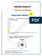 Class 9 Chemistry Chapter Structure of Atoms Mcqs