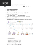 Gogo Loves English Book 2 Unit 3 and 4 Test