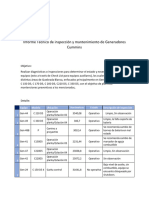 Inspección y Mantenimiento de Generadores Cummins