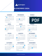 Calendário A4 2024 Corporativo Azul e Branco