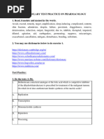 Vocabulary Test Practice On Pharmacology.