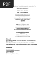 Tabla de Contenido Pensamiento Matemático 2 Encuadre