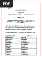 Departamentos y Capitales de Colombia