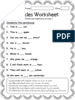 Articles Worksheet 3