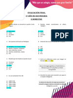 Evaluacion Final 1 Ano de Secundaria 2 Bimestre