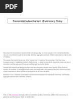 Transmission Mechanism of Monetary Policy