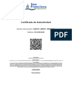 Certificado de Autenticidad: Nombre Del Paciente: CARLOS JAVIER ZAVALETA Teléfono: 9512043644