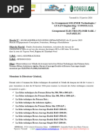 Lettre 0019 Observations Études Du Tronçon Test Et Fiches Techniques Soumises Par ELECTRO-PLOMB - SAFARELEC - Signé